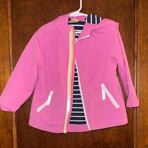 Hanna Andersson Pink Raincoat with Striped Lining